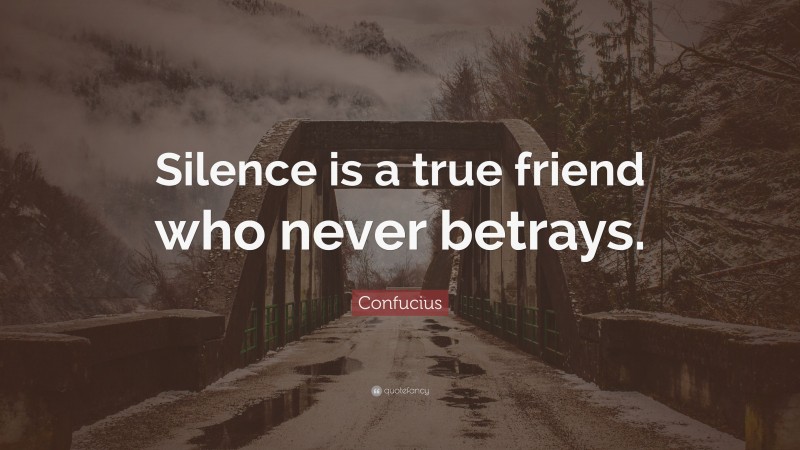 Confucius Quote: “Silence is a true friend who never betrays.”