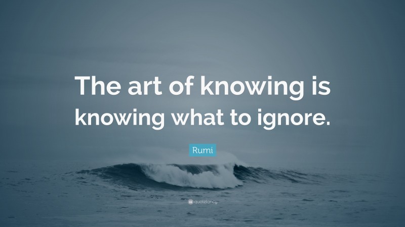 Rumi Quote: “The art of knowing is knowing what to ignore.”