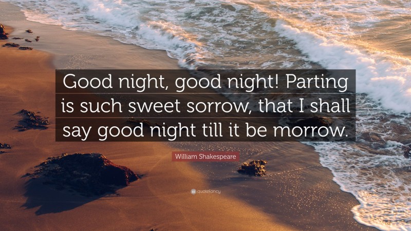 William Shakespeare Quote: “Good night, good night! Parting is such sweet sorrow, that I shall say good night till it be morrow.”