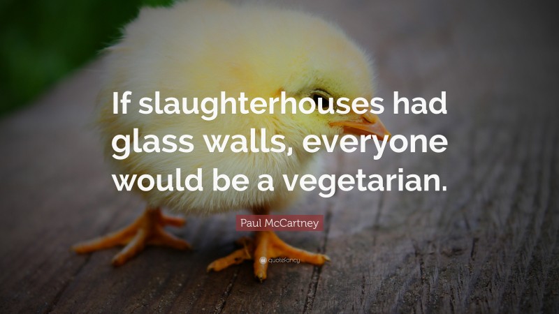 Paul McCartney Quote: “If slaughterhouses had glass walls, everyone would be a vegetarian.”