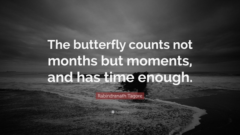 Rabindranath Tagore Quote: “The butterfly counts not  months but moments, and has time enough.”