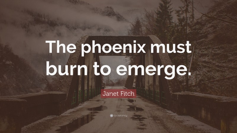 Janet Fitch Quote: “The phoenix must burn to emerge.”