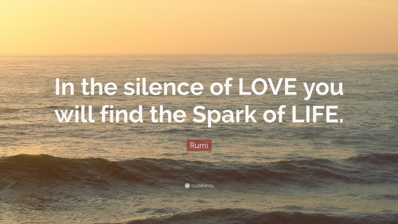 Rumi Quote: “In the silence of LOVE you will find the Spark of LIFE.”