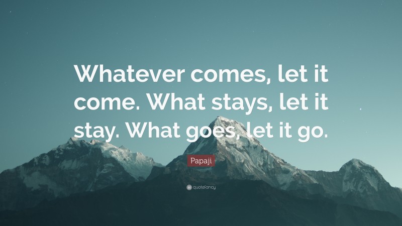 Papaji Quote: “Whatever comes, let it come. What stays, let it stay. What goes, let it go.”