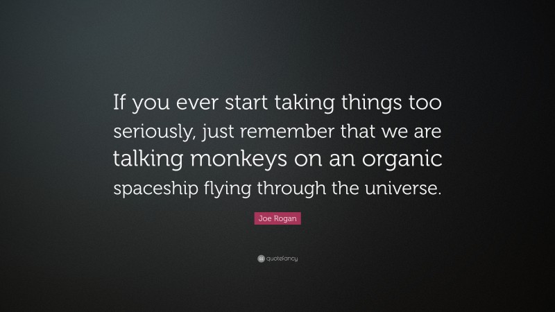 Joe Rogan Quote: “If you ever start taking things too seriously, just remember that we are talking monkeys on an organic spaceship flying through the universe.”