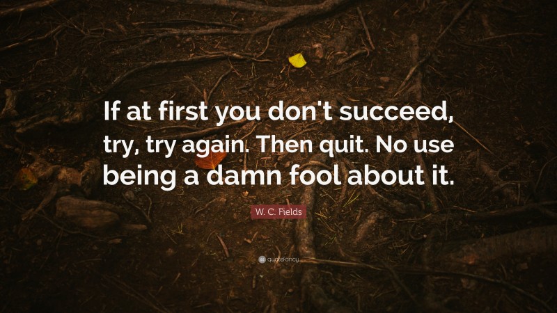 W. C. Fields Quote: “If at first you don't succeed, try, try again. Then quit. No use being a damn fool about it.”