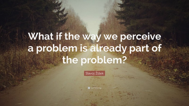 Slavoj Žižek Quote: “What if the way we perceive a problem is already part of the problem?”