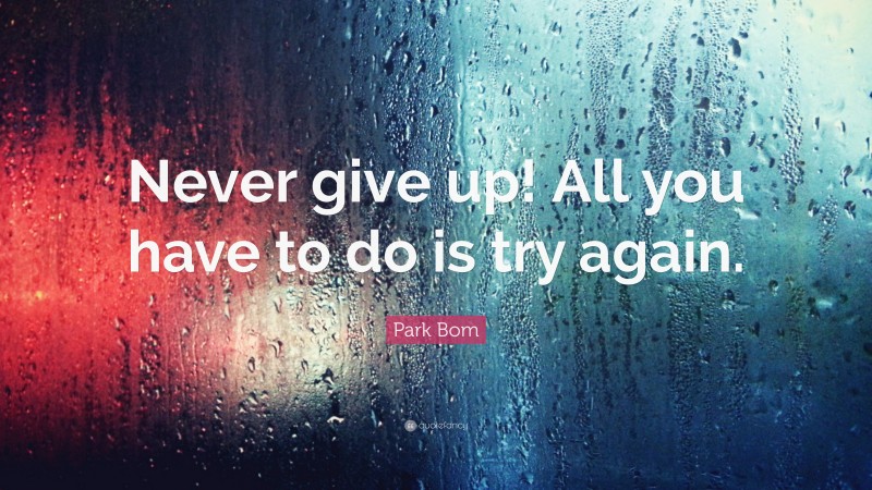 Park Bom Quote: “Never give up! All you have to do is try again.”