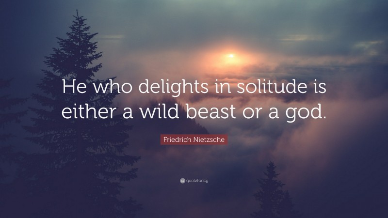 Friedrich Nietzsche Quote: “He who delights in solitude is either a wild beast or a god.”
