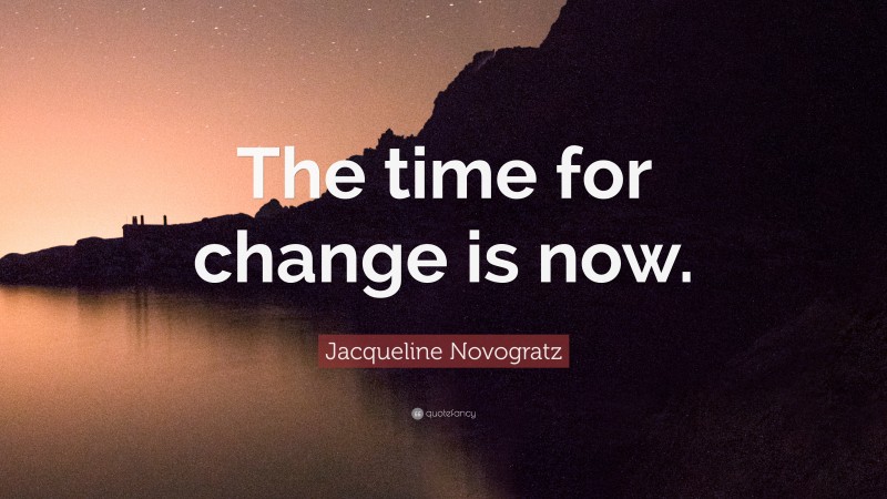 Jacqueline Novogratz Quote: “The time for change is now.”