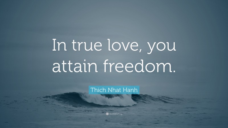 Thich Nhat Hanh Quote: “In true love, you attain freedom.”