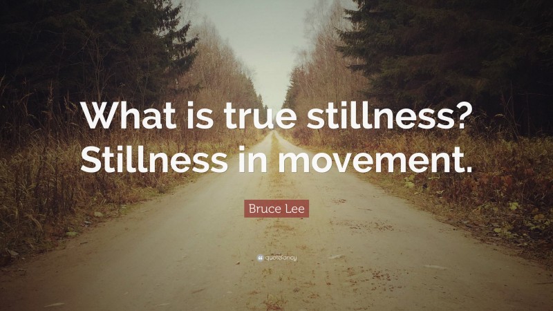 Bruce Lee Quote: “What is true stillness? Stillness in movement.”