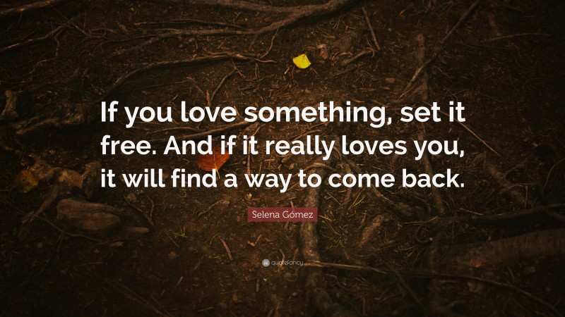Selena Gómez Quote: “If you love something, set it free. And if it really loves you, it will find a way to come back.”