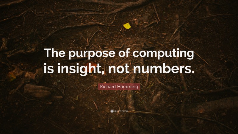 Richard Hamming Quote: “The purpose of computing is insight, not numbers.”
