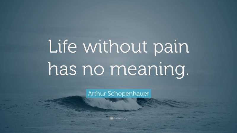Arthur Schopenhauer Quote: “Life without pain has no meaning.”