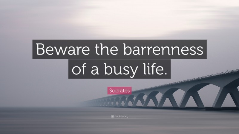 Socrates Quote: “Beware the barrenness of a busy life.”