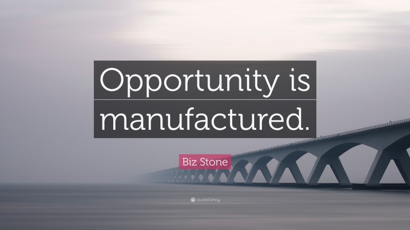 Biz Stone Quote: “Opportunity is manufactured.”