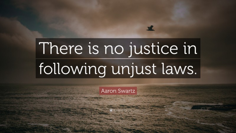 Aaron Swartz Quote: “There is no justice in following unjust laws.”