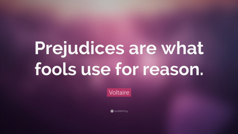 Voltaire Quote: “Prejudices are what fools use for reason.”