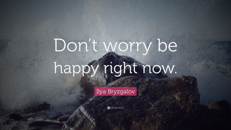 Ilya Bryzgalov Quote: “Don’t worry be happy right now.”