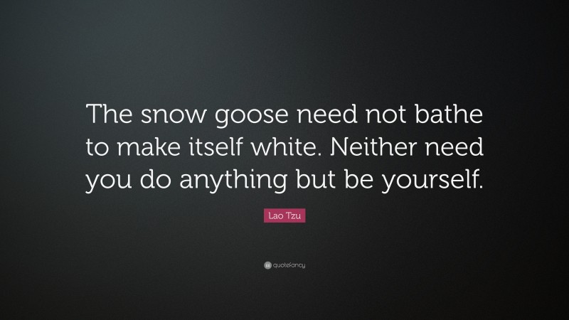 Lao Tzu Quote: “The snow goose need not bathe to make itself white. Neither need you do anything but be yourself.”