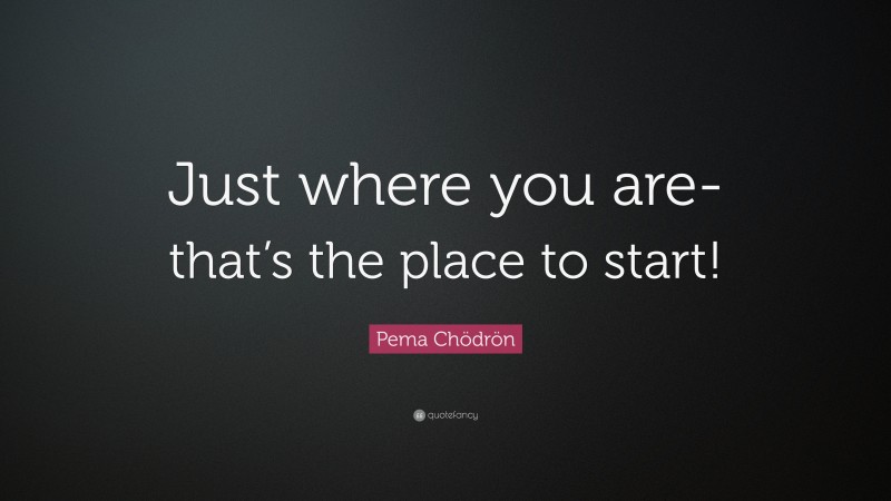 Pema Chödrön Quote: “Just where you are-that’s the place to start!”