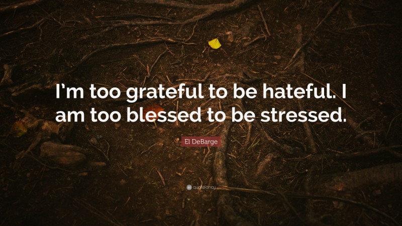 El DeBarge Quote: “I’m too grateful to be hateful. I am too blessed to be stressed.”