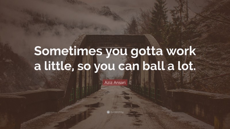 Aziz Ansari Quote: “Sometimes you gotta work a little, so you can ball a lot.”