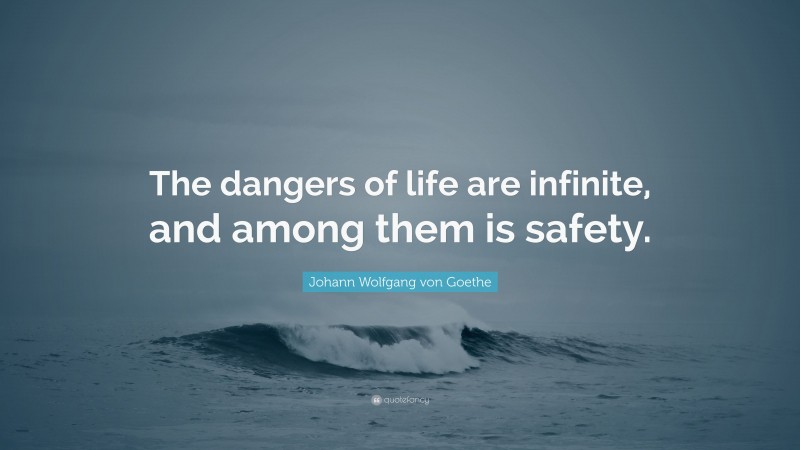Johann Wolfgang von Goethe Quote: “The dangers of life are infinite, and among them is safety.”
