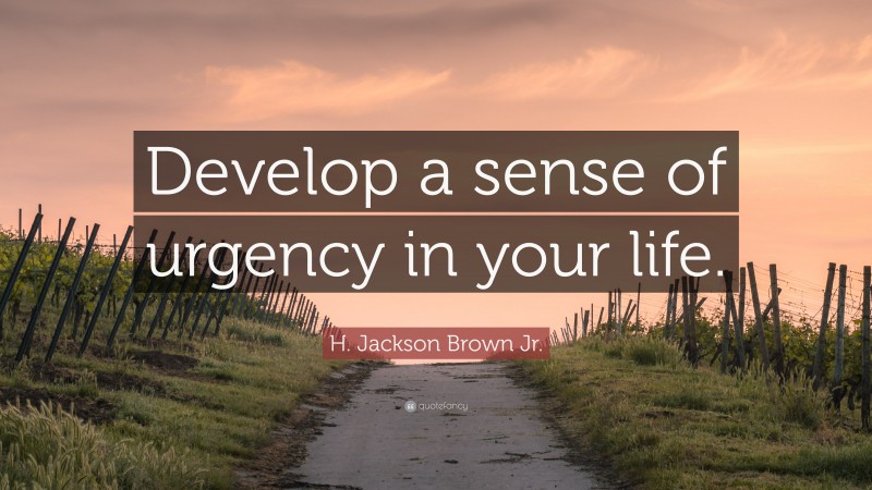 H. Jackson Brown Jr. Quote: “Develop a sense of urgency in your life.”