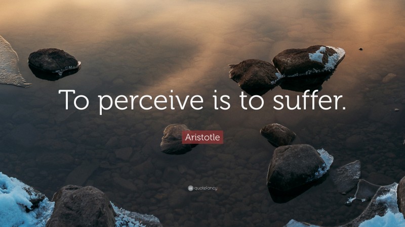 Aristotle Quote: “To perceive is to suffer.”