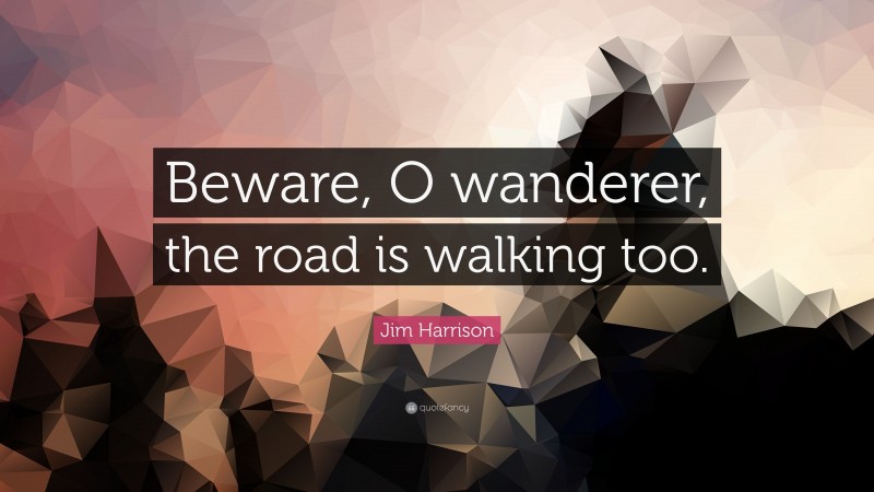 Jim Harrison Quote: “Beware, O wanderer, the road is walking too.”