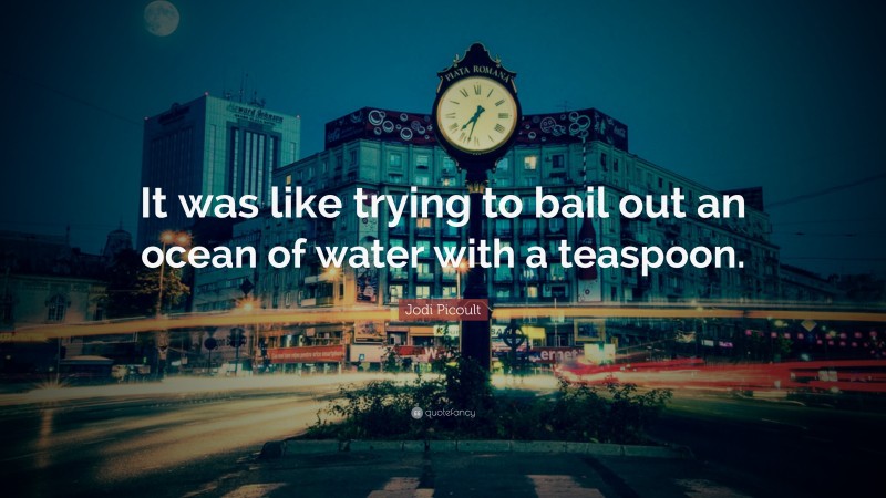 Jodi Picoult Quote: “It was like trying to bail out an ocean of water with a teaspoon.”