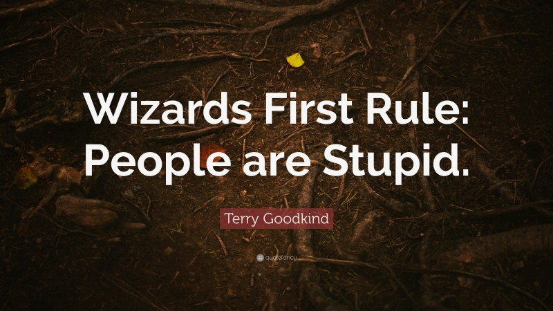 Terry Goodkind Quote: “Wizards First Rule: People are Stupid.”