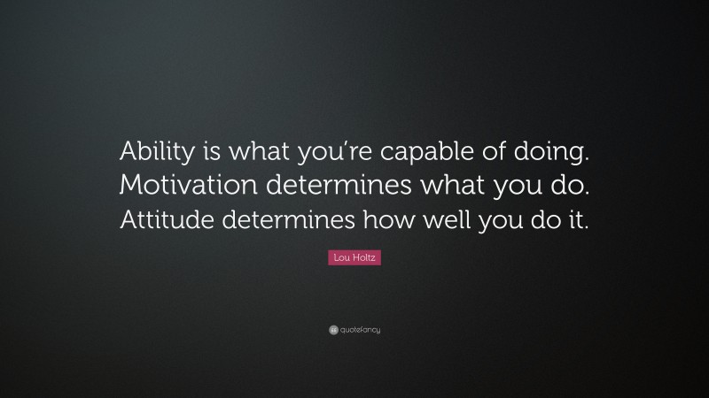 Lou Holtz Quote: “Ability is what you’re capable of doing. Motivation ...