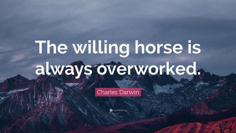 Charles Darwin Quote: “The willing horse is always overworked.”