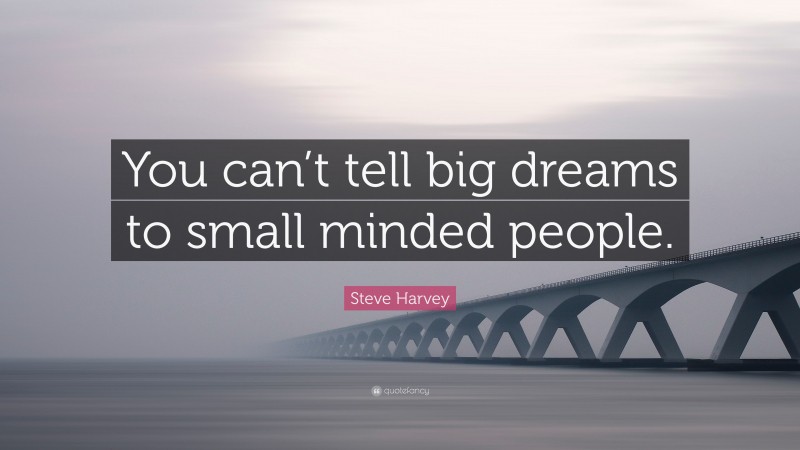 Steve Harvey Quote: “You can’t tell big dreams to small minded people.”