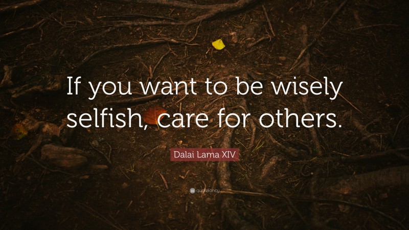 Dalai Lama XIV Quote: “If you want to be wisely selfish, care for others.”