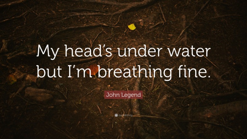 John Legend Quote: “My head’s under water but I’m breathing fine.”