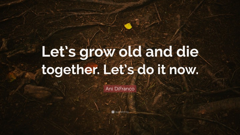 Ani DiFranco Quote: “Let’s grow old and die together. Let’s do it now.”