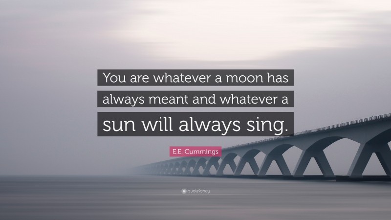 E.E. Cummings Quote: “You are whatever a moon has always meant and whatever a sun will always sing.”