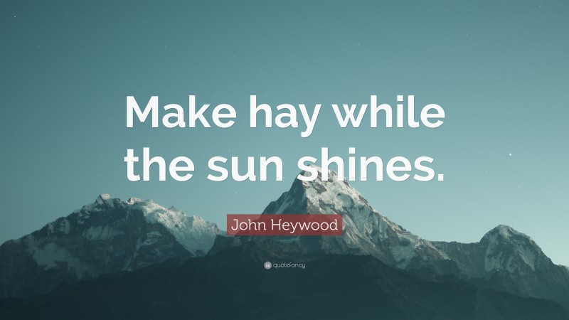 John Heywood Quote: “Make hay while the sun shines.”