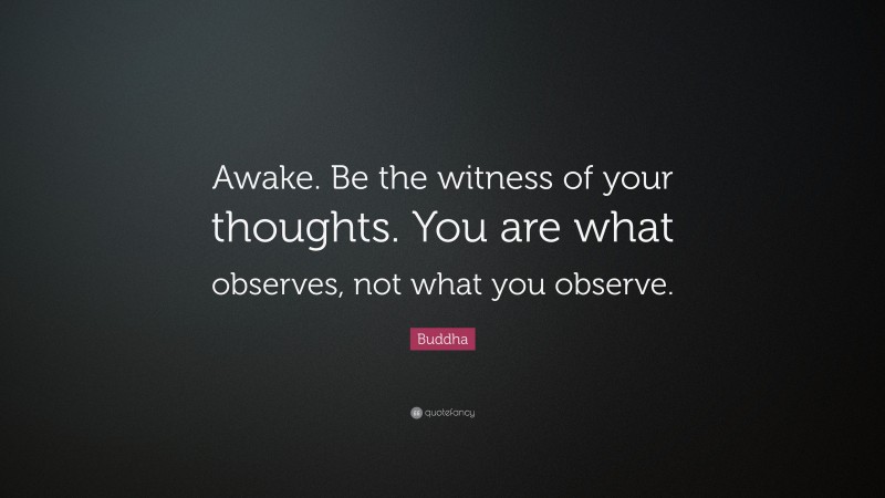 Buddha Quote: “Awake. Be the witness of your thoughts. You are what observes, not what you observe.”