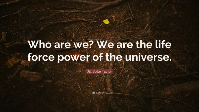 Jill Bolte Taylor Quote: “Who are we? We are the life force power of the universe.”