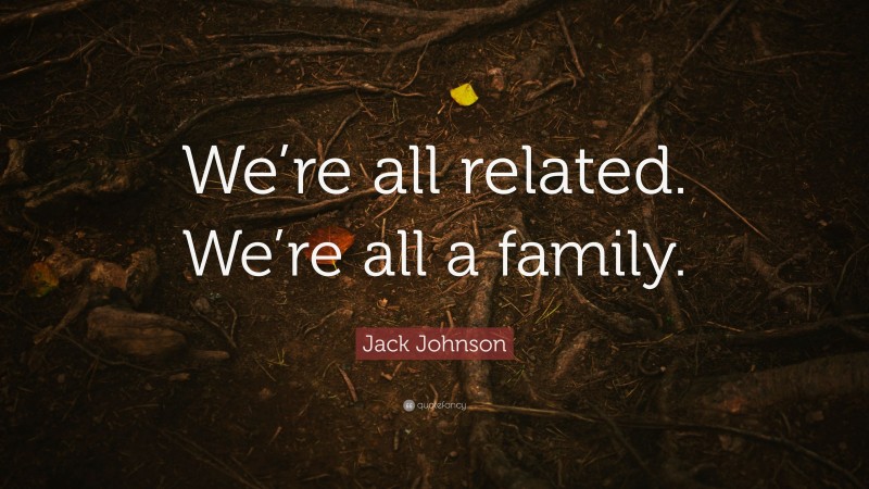 Jack Johnson Quote: “We’re all related. We’re all a family.”
