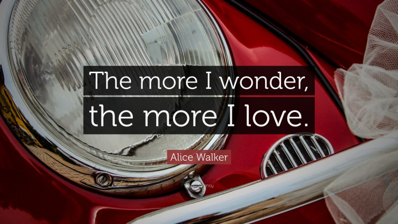 Alice Walker Quote: “The more I wonder, the more I love.”