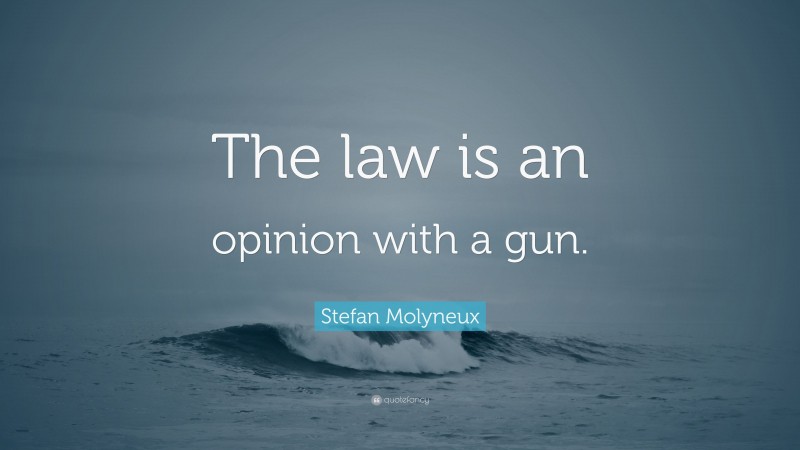 Stefan Molyneux Quote: “The law is an opinion with a gun.”