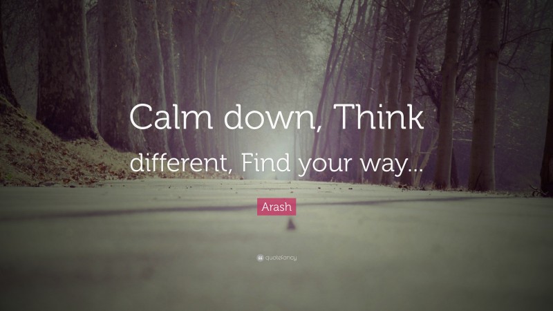 Arash Quote: “Calm down, Think different, Find your way...”
