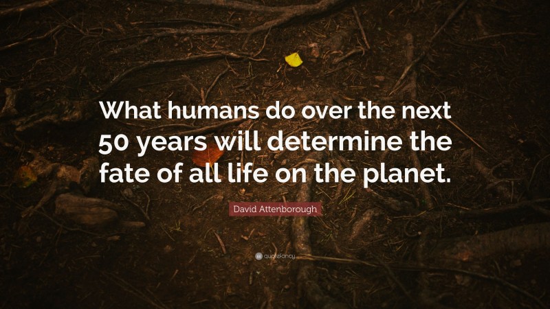 David Attenborough Quote: “What humans do over the next 50 years will determine the fate of all life on the planet.”