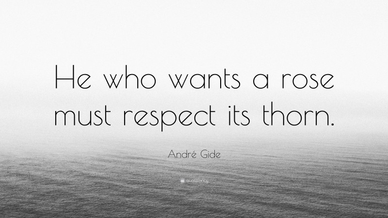 André Gide Quote: “He who wants a rose must respect its thorn.”